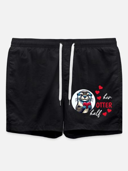 Otter half liebe geschenk - Badeshorts - Schwarz