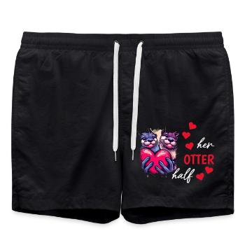 Loutre demi-amour cadeau - Short de bain - noir - Devant - AI Model Male 185 light (185cm)