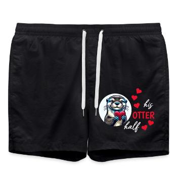 Loutre demi-amour cadeau - Short de bain - noir - Devant - AI Model Male 185 light (185cm)