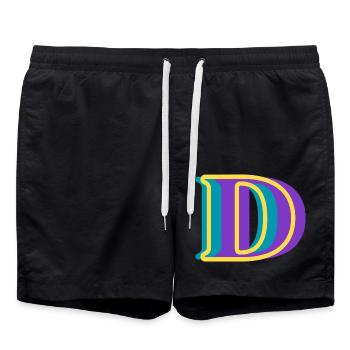 Mehrfarbiger Buchstabe d – originelle Geschenkidee - Badeshorts - Schwarz - Vorne - AI Model Male 185 light (185cm)