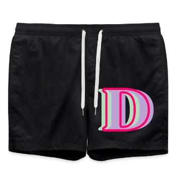 Mehrfarbiger Buchstabe d – originelle Geschenkidee - Badeshorts - Schwarz - Vorne - AI Model Male 185 light (185cm)