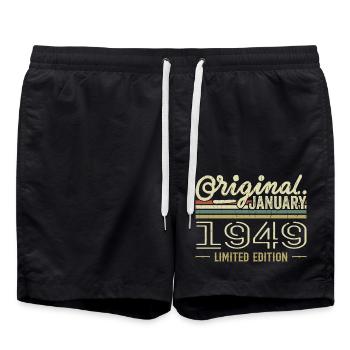 January 1949 Birthday January 1949 Gift 1949 - Swim Trunks - black - Front - AI Model Male 185 light (185cm)