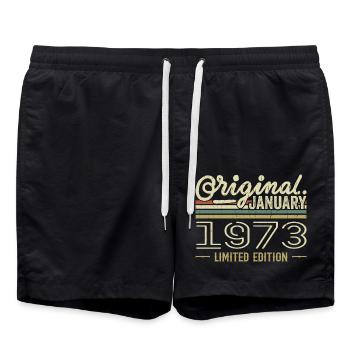 Januar 1973 Geburtstag Januar 1973 Geschenk 1973 - Badeshorts - Schwarz - Vorne - AI Model Male 185 light (185cm)