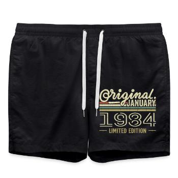 Janvier 1984 anniversaire Janvier 1984 cadeau 1984 - Short de bain - noir - Devant - AI Model Male 185 light (185cm)