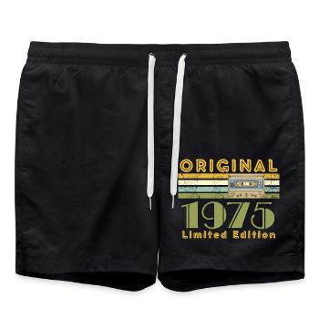 50.Geburtstag Original 1975 Limited Edition Retro - Badeshorts - Schwarz - Vorne - AI Model Male 185 light (185cm)