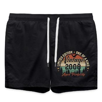 Vintage 2008 Retro 2008 Birthday Gift 2008 - Swim Trunks - black - Front - AI Model Male 185 light (185cm)