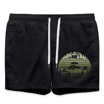 Trees Wildlife Nature Mountains Adventure Forest - Swim Trunks - black - Front - AI Model Male 185 light (185cm)