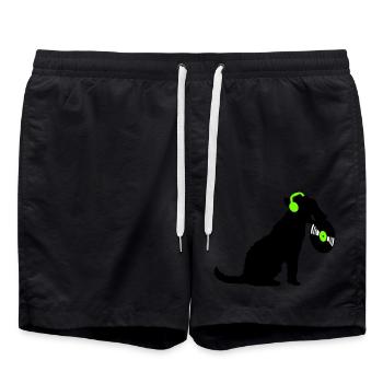 Dog DJ Music Play Club Disco Vinyl Record Fun - Swim Trunks - black - Front - AI Model Male 185 light (185cm)