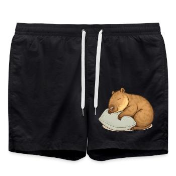 Capybara endormi mignon - Short de bain - noir - Devant - AI Model Male 185 light (185cm)