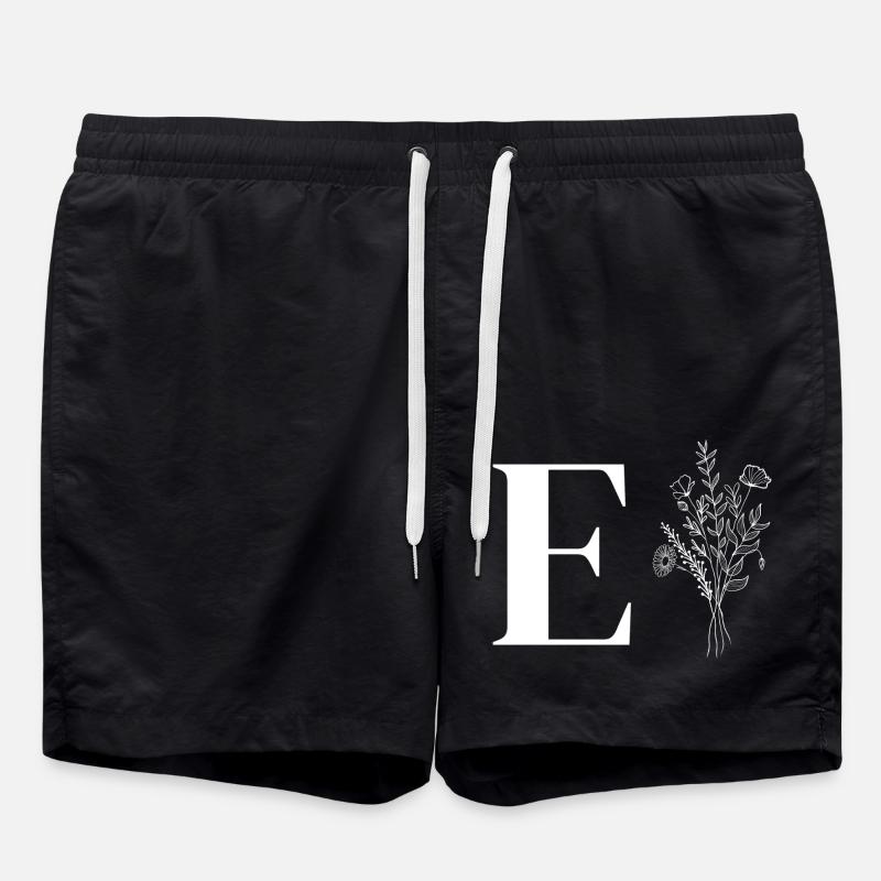 Minimalist flowers - Swim Trunks - black