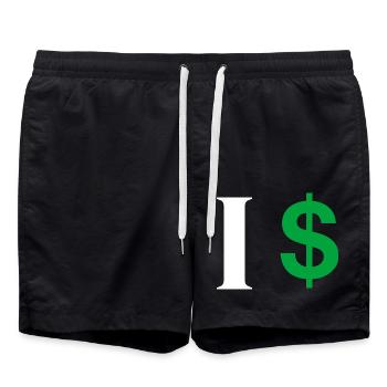 Letter i dollar - Swim Trunks - black - Front - AI Model Male 185 light (185cm)