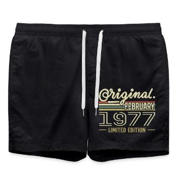Cadeau Février 1977 - Anniversaire Février 1977 - Short de bain - noir - Devant - AI Model Male 185 light (185cm)
