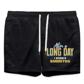 After A Long Day I Deserve Burritos - Swim Trunks - black - Front - AI Model Male 185 light (185cm)