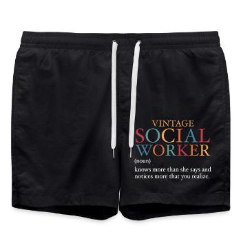 Vintage Social Worker - Swim Trunks - black - Front - AI Model Male 185 light (185cm)