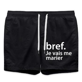 JUNGGESELLENABSCHIED ICH WERDE HEIRATEN - Badeshorts - Schwarz - Vorne - AI Model Male 185 light (185cm)