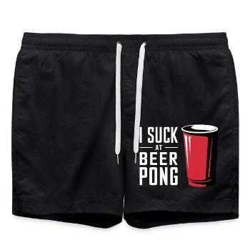 I Suck At Beer Pong 10 - Badeshorts - Schwarz - Vorne - AI Model Male 185 light (185cm)