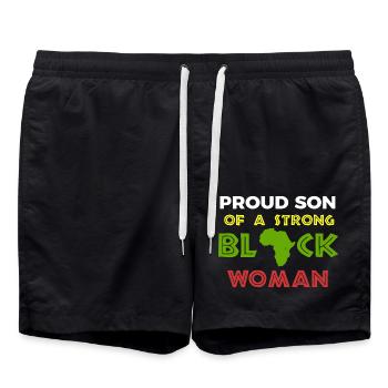 Proud Son of Strong Black Woman - Swim Trunks - black - Front - AI Model Male 185 light (185cm)