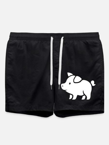 Schweinchen Sau Eber - Badeshorts - Schwarz