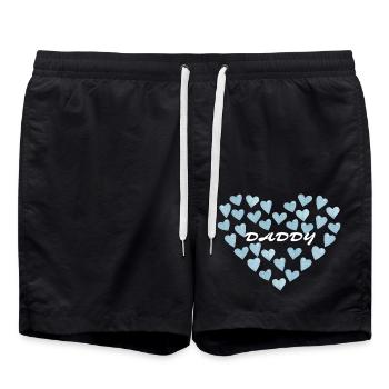 Daddy Love - Blue Hearts | Ideal for Father's Day - Swim Trunks - black - Front - AI Model Male 185 light (185cm)