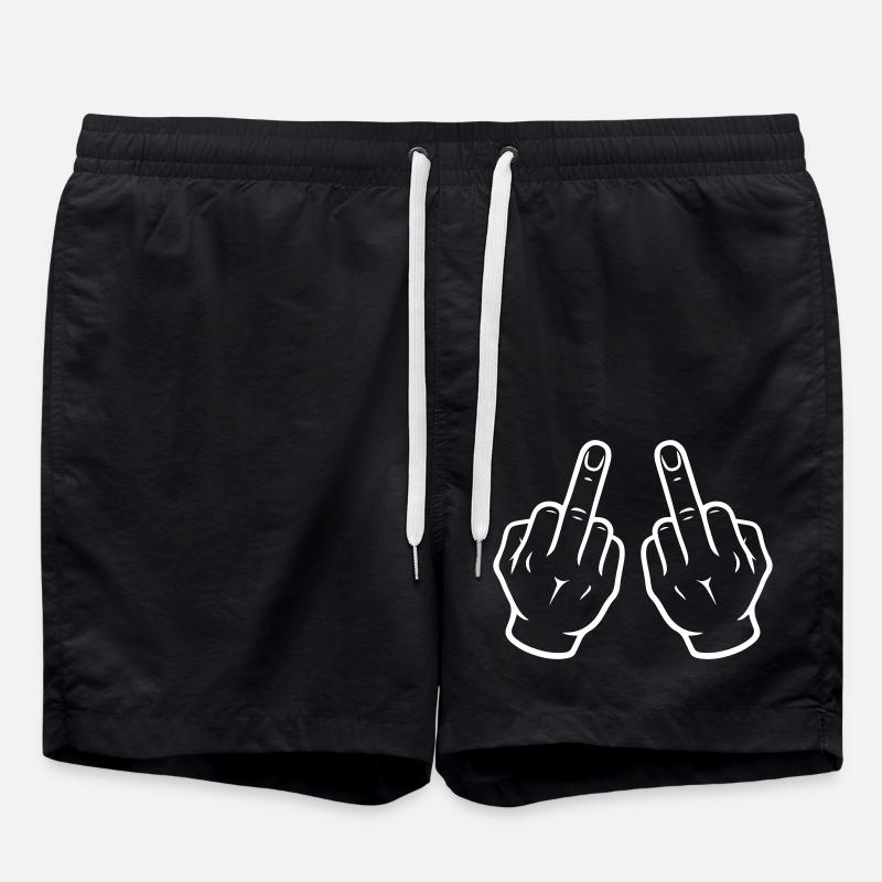 Mittelfinger Hand - Badeshorts - Schwarz