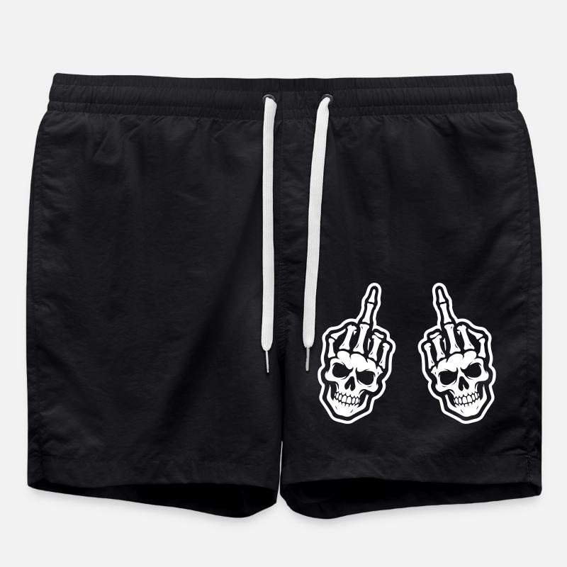 Mittelfinger Skelett Hand - Badeshorts - Schwarz