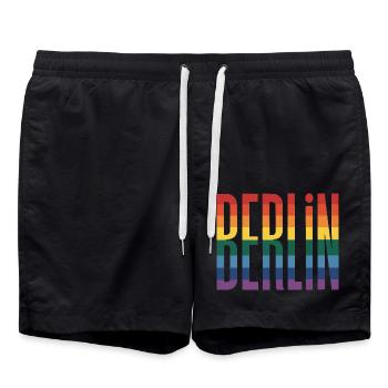 Berlin - Logo de la ville queer cool - Short de bain - noir - Devant - AI Model Male 185 light (185cm)