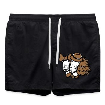 2 Pferde Mann Frau Liebespaar Valentinstag Liebe - Badeshorts - Schwarz - Vorne - AI Model Male 185 light (185cm)