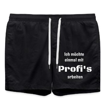 Ich möchte einmal mit Profi's arbeiten - Badeshorts - Schwarz - Vorne - AI Model Male 185 light (185cm)