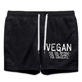 Vegan For The Animals - Swim Trunks - black - Front - AI Model Male 185 light (185cm)