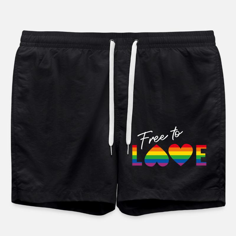 LGBTQIA+ libre d’aimer Drapeau arc-en-ciel - Short de bain - noir