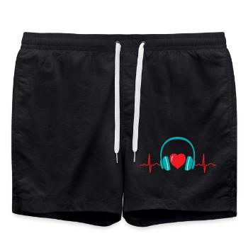 DJ Heartbeat Headphones - Swim Trunks - black - Front - AI Model Male 185 light (185cm)