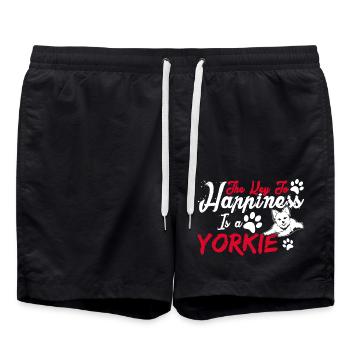 The Key To Happiness Is A Yorkie - Swim Trunks - black - Front - AI Model Male 185 light (185cm)