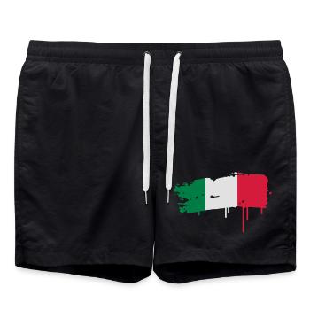 gepinselte flag of Italy with a brush stroke - Swim Trunks - black - Front - AI Model Male 185 light (185cm)