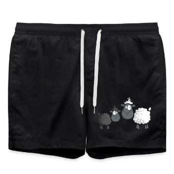 Black and white sheep - Cartoon - Gift - Baby - Swim Trunks - black - Front - AI Model Male 185 light (185cm)
