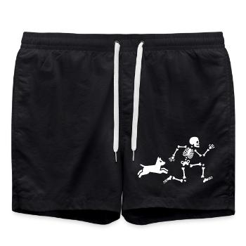 Dog mom entraineur de chien squelette os - Short de bain - noir - Devant - AI Model Male 185 light (185cm)