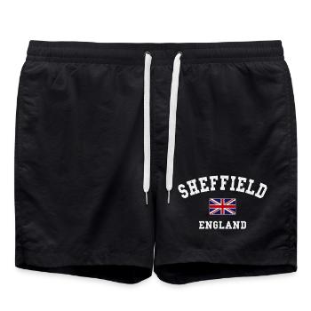 Sheffield England Flagge - Badeshorts - Schwarz - Vorne - AI Model Male 185 light (185cm)