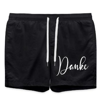 DANKE DANKESCHÖN - DANK DIR GESCHENK DANKBARKEIT - Badeshorts - Schwarz - Vorne - AI Model Male 185 light (185cm)
