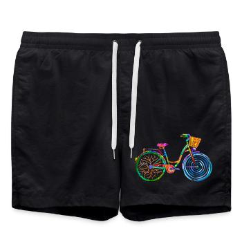 colorful bike, ladies bike, colors bike, ladies bike - Swim Trunks - black - Front - AI Model Male 185 light (185cm)