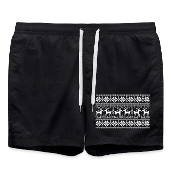 Merry Christmas pattern 1 (dark) - Swim Trunks - black - Front - AI Model Male 185 light (185cm)
