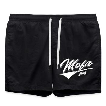 mofa moped simmi gang club oldschool ddr schwalbe - Badeshorts - Schwarz - Vorne - AI Model Male 185 light (185cm)