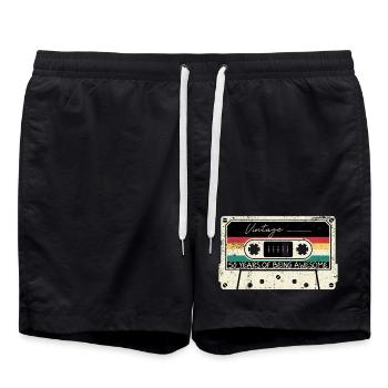 Vintage Cassette 50 Years of Awesome - Swim Trunks - black - Front - AI Model Male 185 light (185cm)