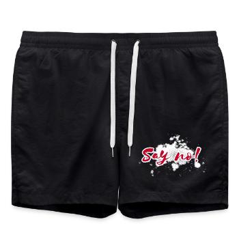 Say No lettering - Swim Trunks - black - Front - AI Model Male 185 light (185cm)