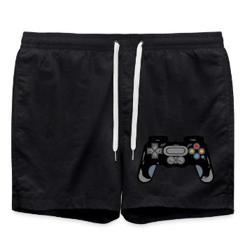 Retro Controller Silhouette - Badeshorts - Schwarz - Vorne - AI Model Male 185 light (185cm)