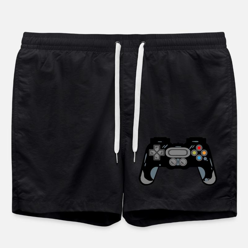 Retro Controller Silhouette - Swim Trunks - black