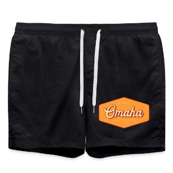 Omaha Retro Badge: Gateway to the West - Badeshorts - Schwarz - Vorne - AI Model Male 185 light (185cm)