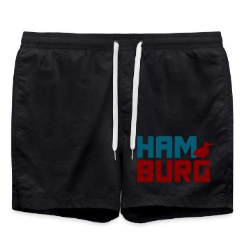 Hamburg Fan Möwe Quote Hansestadt Nordsee - Badeshorts - Schwarz - Vorne - AI Model Male 185 light (185cm)