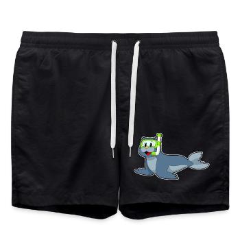 Seehund Taucher Schnorchel Tauchen - Badeshorts - Schwarz - Vorne - AI Model Male 185 light (185cm)