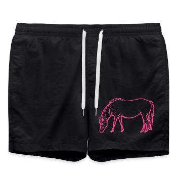Cheval rose rose - Short de bain - noir - Devant - AI Model Male 185 light (185cm)