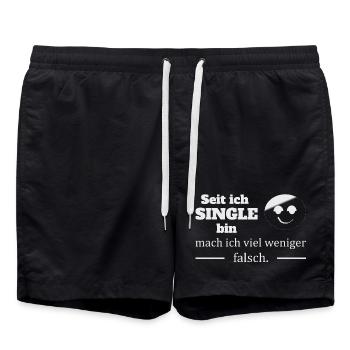 Single :-) - Badeshorts - Schwarz - Vorne - AI Model Male 185 light (185cm)