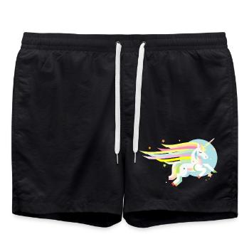 Licorne délicate en pastel - rêveur et magique - Short de bain - noir - Devant - AI Model Male 185 light (185cm)